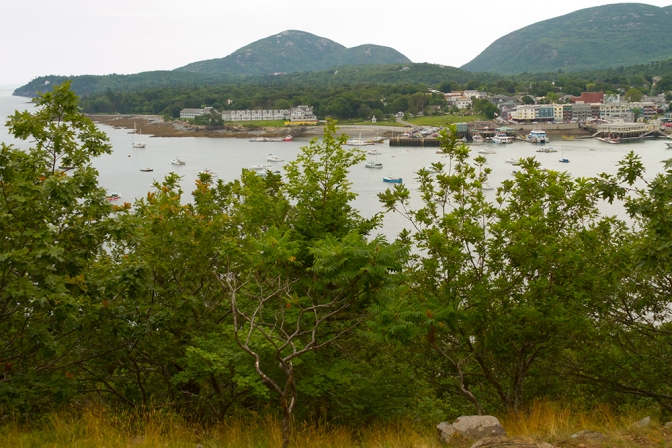 The view of the Mt Desert Narrows and the town of Bar Harbor on Mount Desert Island. Photographed from the Bar Island Trail on Bar Island in Acadia National Park. Sue Pischke, ©2013 ALL RIGHTS RESERVED